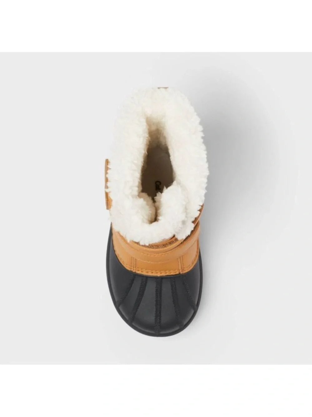 Cat & Jack Tan and Black Faux-Fur Snow Boots with Dual Straps size 8